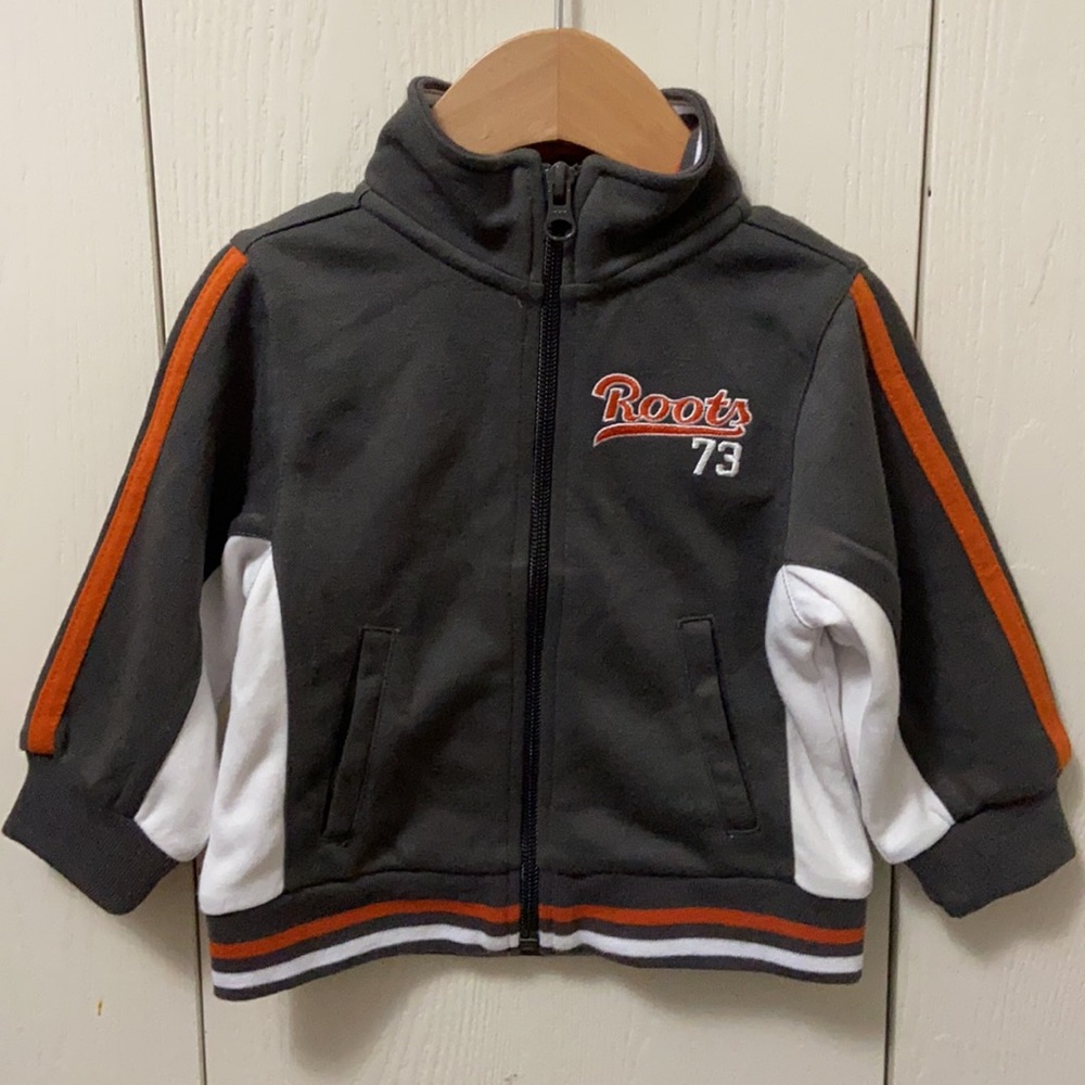 Roots Grey, White & Orange Zipping Sweatshirt